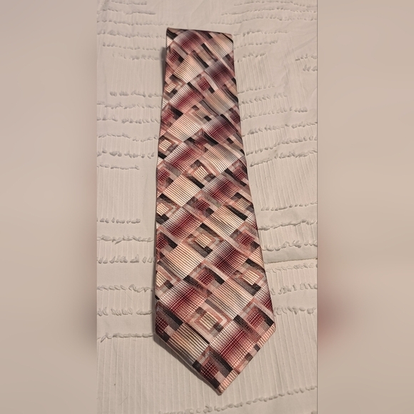 Angelino Pink & Black Silk Geometric Neck Tie - Picture 2 of 3